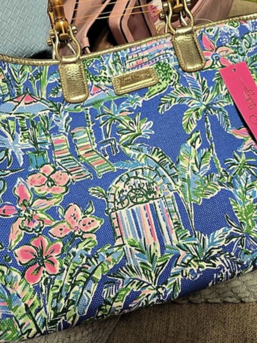 Lilly Pulitzer Floral Tote in Blue & Pink